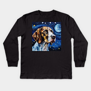 English Pointer portrait Starry Night Kids Long Sleeve T-Shirt